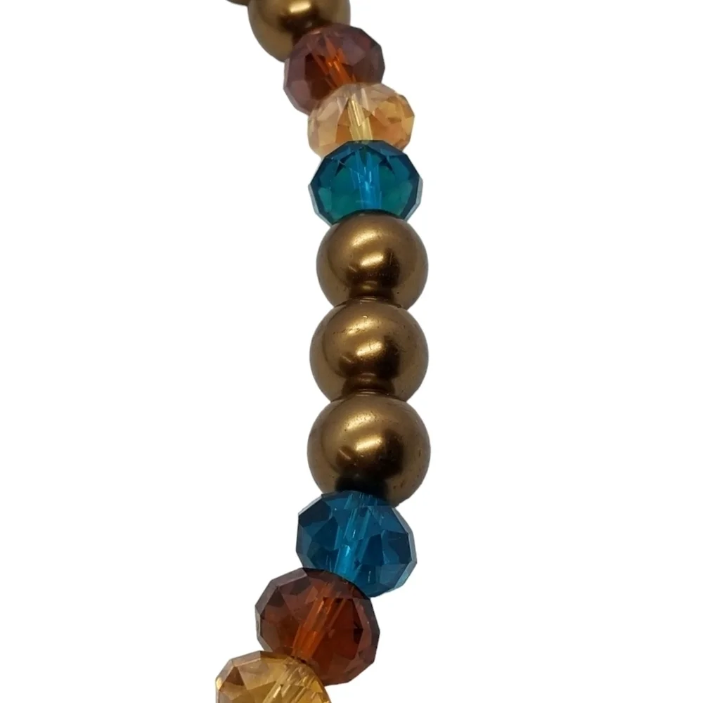 JS COLLECTIONS GLASS FLOWER PENDANT BEADED NECKLACE